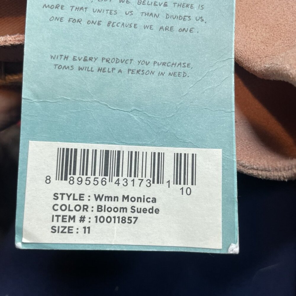 TOMS Monica Espadrille Sandal Platform Wedge Blush Pink Suede Women's 11 New - Picture 7 of 7
